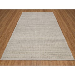 8'x10' Ivory Loomed Knotted Modern Plain Decor Box Design Soft Wool Rug