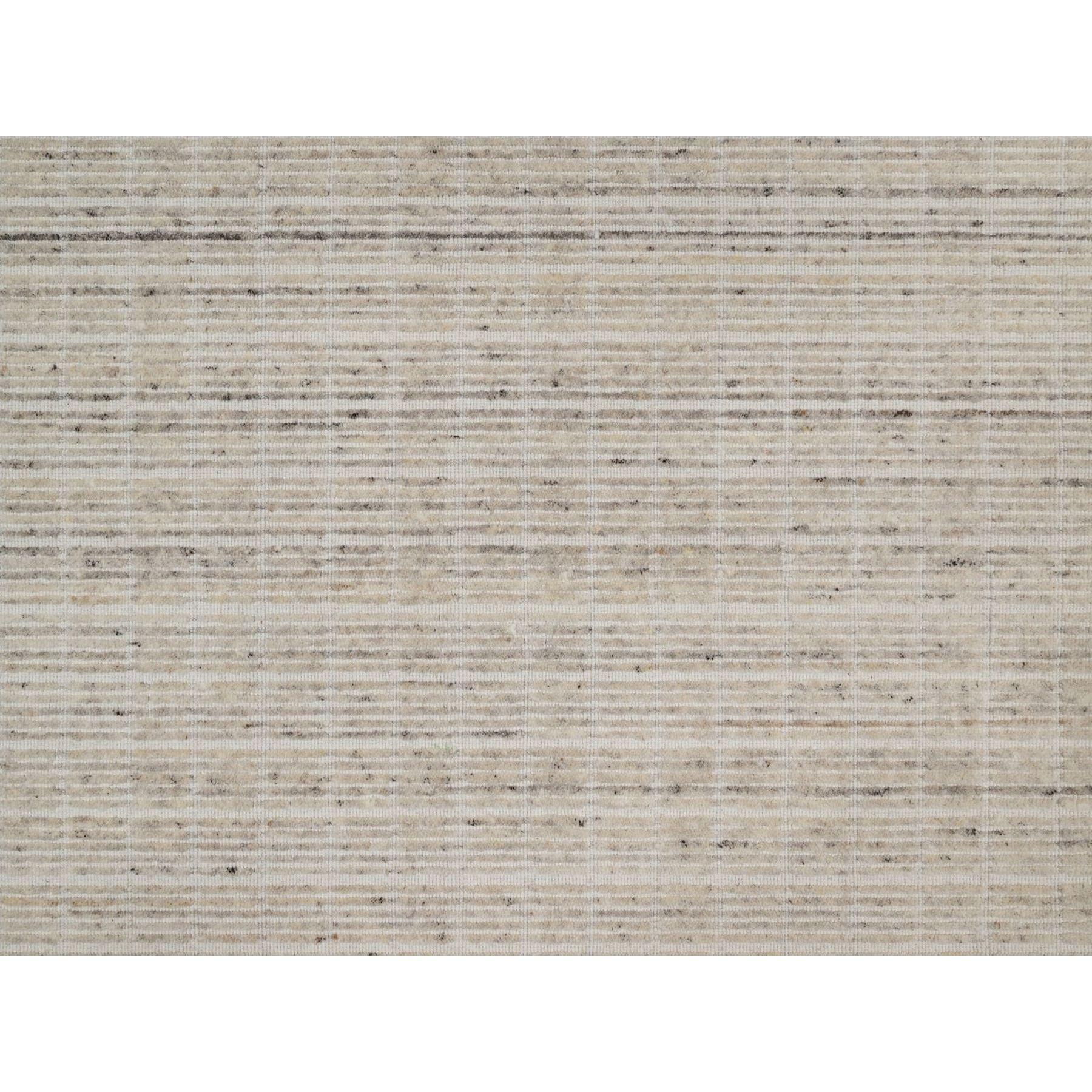 Lana 8'x10' Ivory Loomed Knoted Modern Plain Decor Box Design Soft Wool Rug in vendita