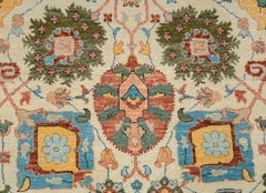 8x10 Ivory Multi-Color Hand-Knotted Oushak Wool Area Rug ( JC-8316 )