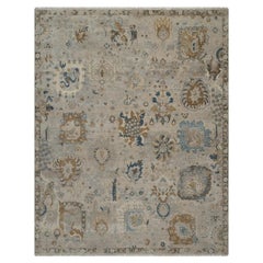 8'x10' Ivory Oushak with All Over Leaf Design Hand Knotted Wool Oriental Rug
