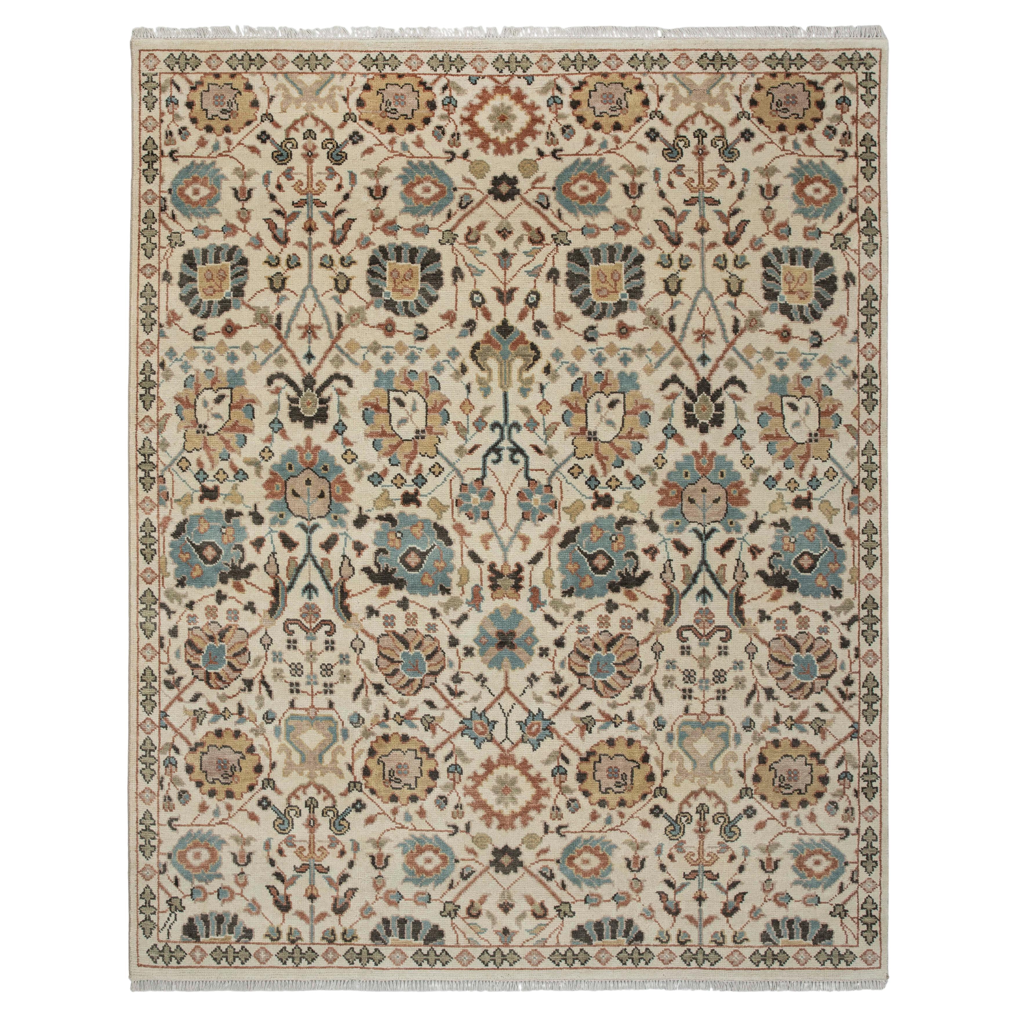 8x10 Ivory Persian Tabriz Hand Knotted Wool Rug ( G-13404 )