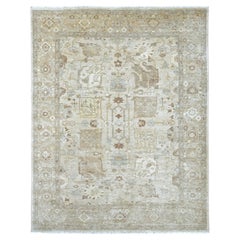 Alfombra oriental de lana anudada a mano Peshawar marfil con diseño integral 8'x10'