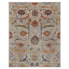 8
x10
Elfenbeinfarbene Seide mit strukturierter Wolle Sichelblatt Design Handgeknüpfter Teppich