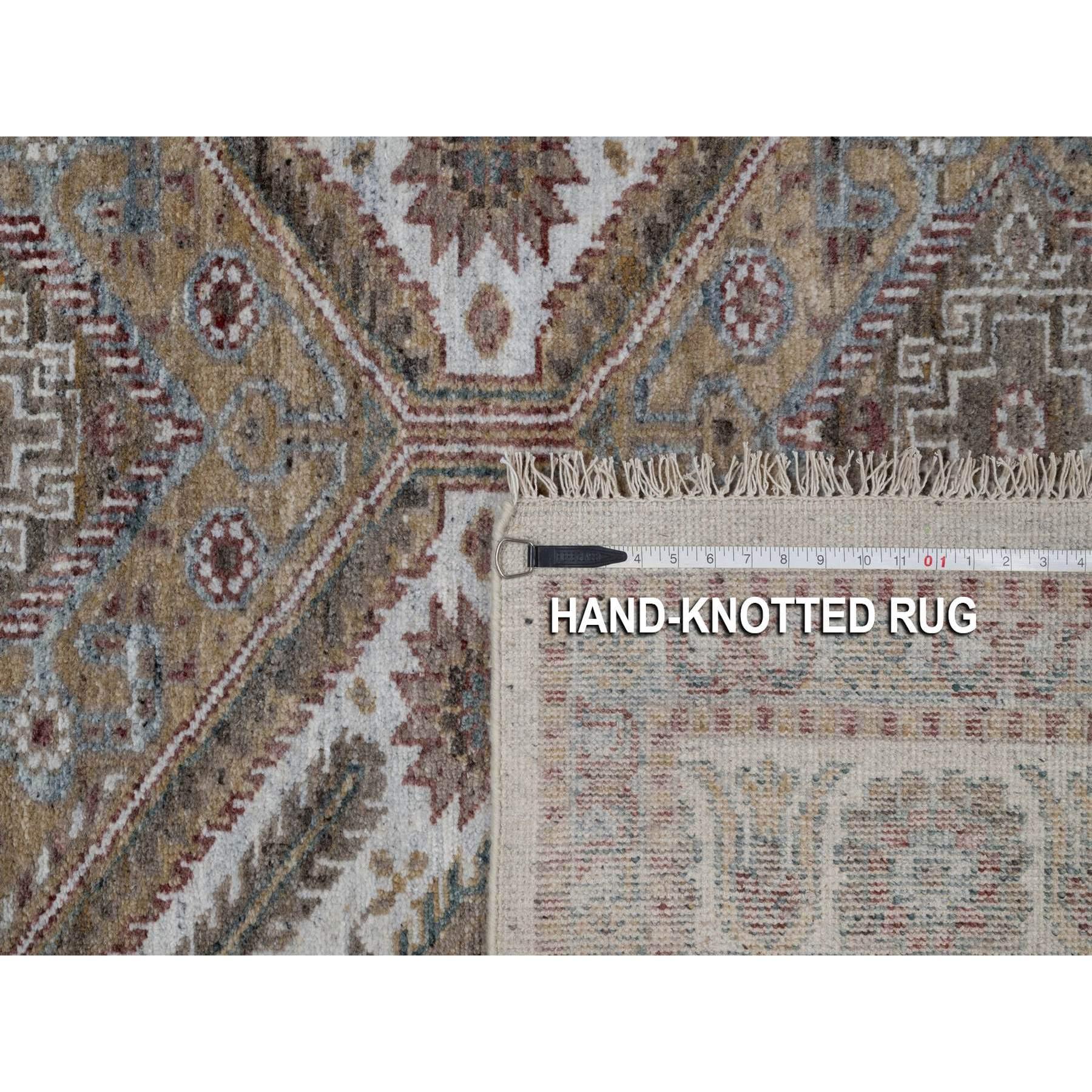 8'x10' Ivoire Unique Flower Rosettes Border Design Hand Knots Rugs Pure Wool en vente 3