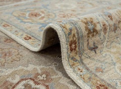 8x10 Ivory with Gold Floral Traditional Hand Knotted Oushak Rug ( G -13803 )