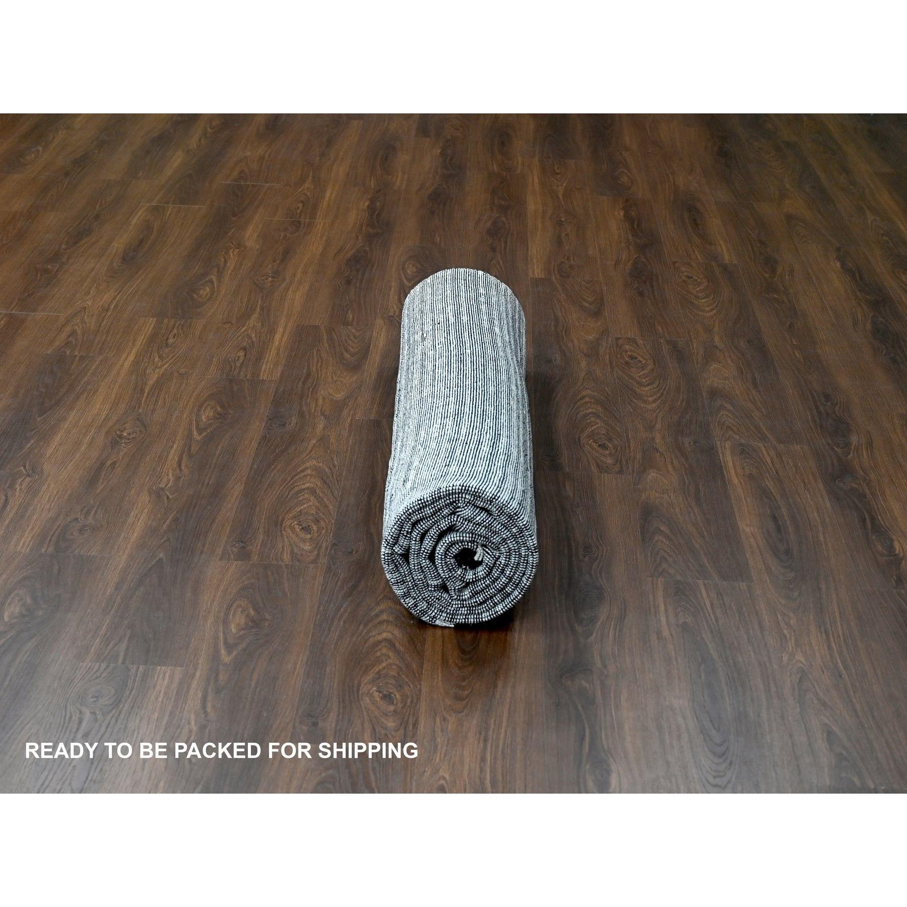 8'x10' Ivory Wool and Plant Based Silk Modern Design Hand Loomed Oriental Rug For Sale 2