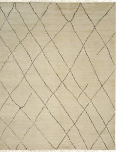 8x10 Jade Trellis Beige Geometric Modern Hand Knotted Wool Carpet Rug