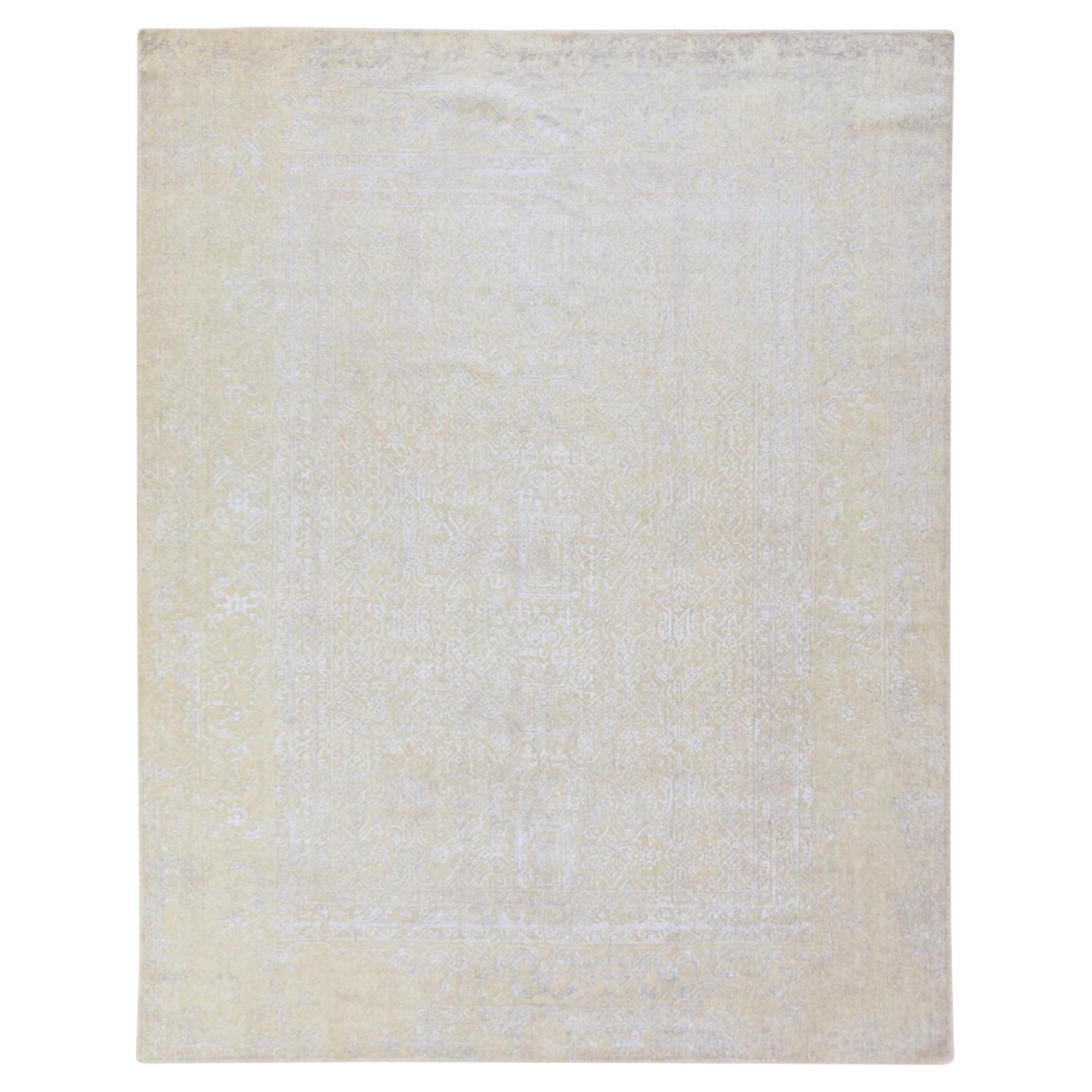 Tappeto in lana e seta 8'x10', colore marrone kaki, con motivo sfumato, finitura jacquard pregiata, tessuto a mano