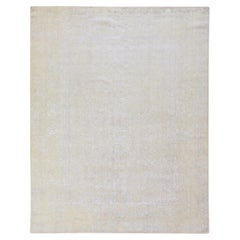Tappeto in lana e seta 8'x10', colore marrone kaki, con motivo sfumato, finitura jacquard pregiata, tessuto a mano