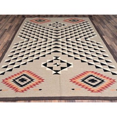 8'x10' Khaki Brown Southwest Geometric Design Hand Woven Flat Weave Wool Rug