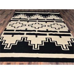 Alfombra de lana tejida a mano con diseño geométrico del suroeste, color marrón caqui, de 2,4 m x 3 m