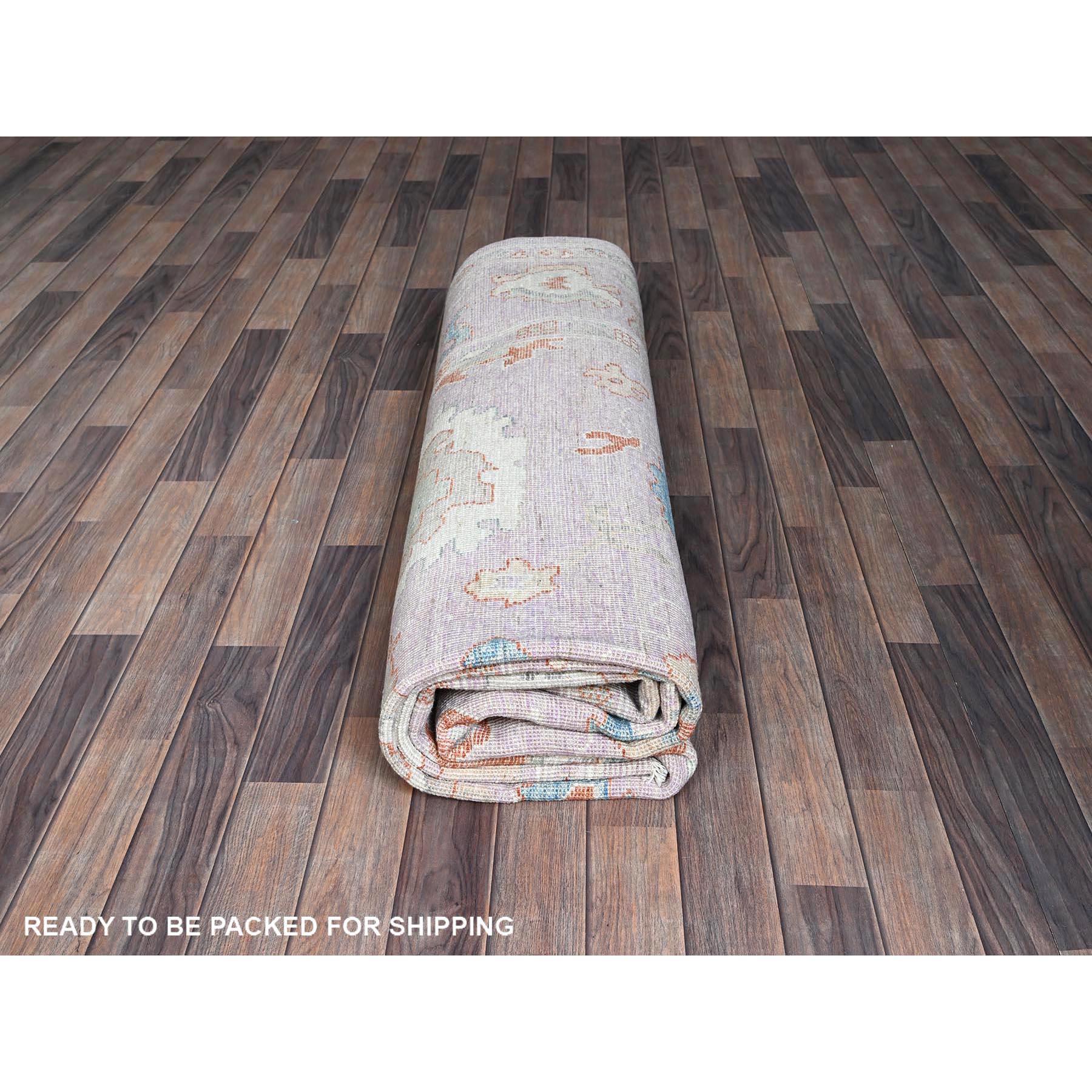 8'x10' Lavendel Lila Afghan Oushak Supple Collection Handgeknüpfter Wollteppich im Angebot 4