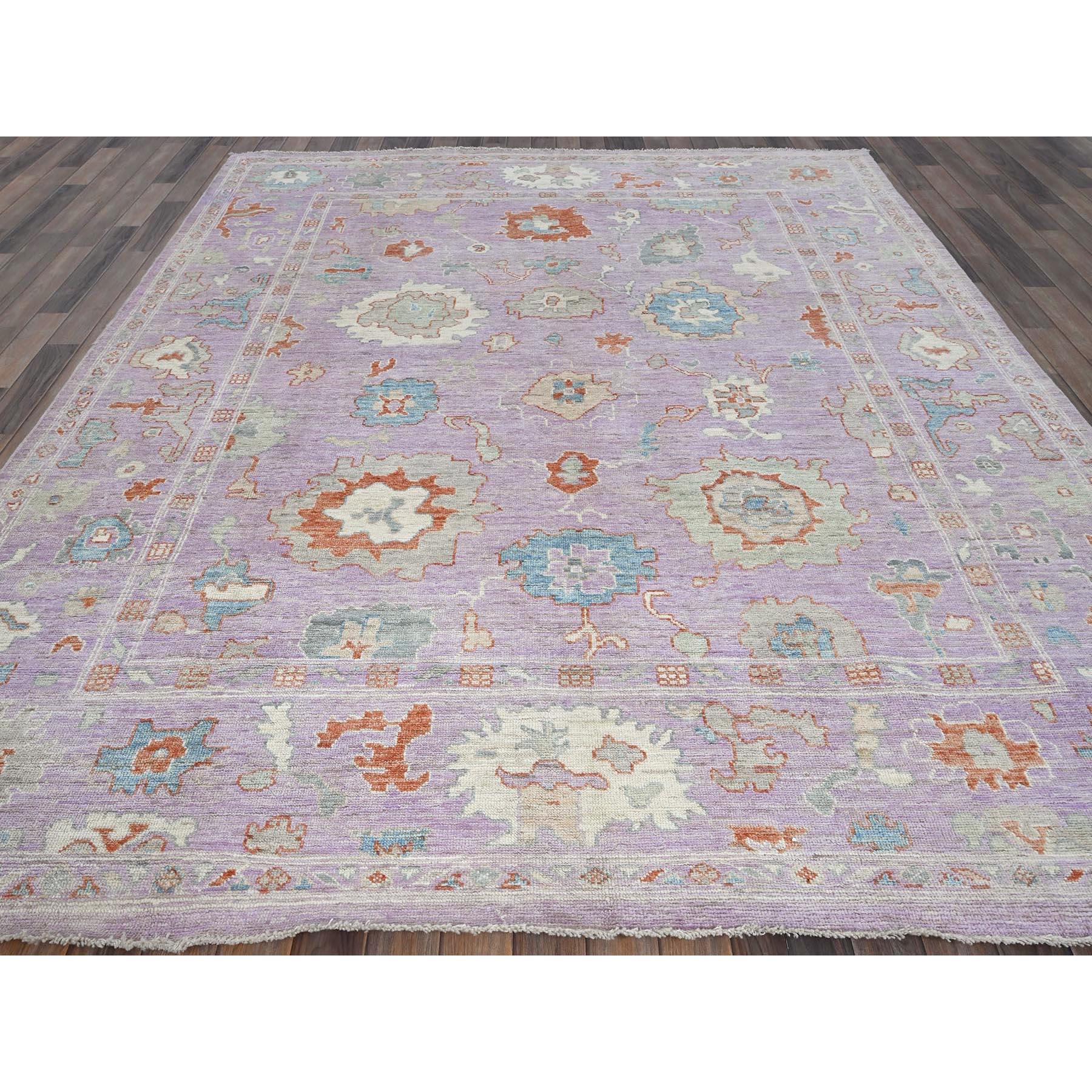 8'x10' Lavendel Lila Afghan Oushak Supple Collection Handgeknüpfter Wollteppich (Afghanisch) im Angebot