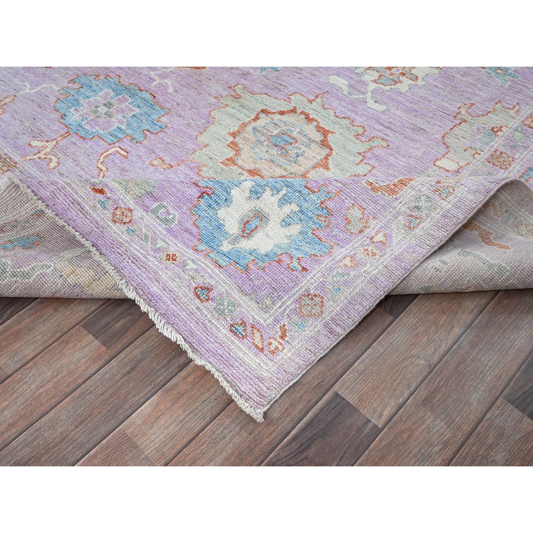 8'x10' Lavendel Lila Afghan Oushak Supple Collection Handgeknüpfter Wollteppich im Angebot 1