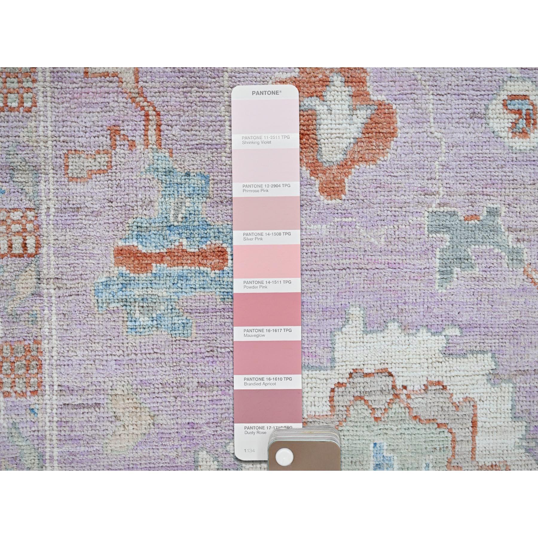 8'x10' Lavendel Lila Afghan Oushak Supple Collection Handgeknüpfter Wollteppich im Angebot 2