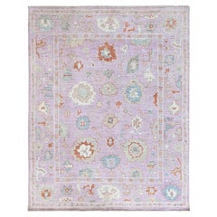 8'x10' Lavendel Lila Afghan Oushak Supple Collection Handgeknüpfter Wollteppich