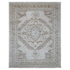 Tappeto di lana annodato a mano 8'x10' grigio chiaro Anatolian Village Design Turkish Knot