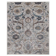 8
x10
 Light Gray Sickle Leaf Design Silk with Textured Wool Tapis noué à la main