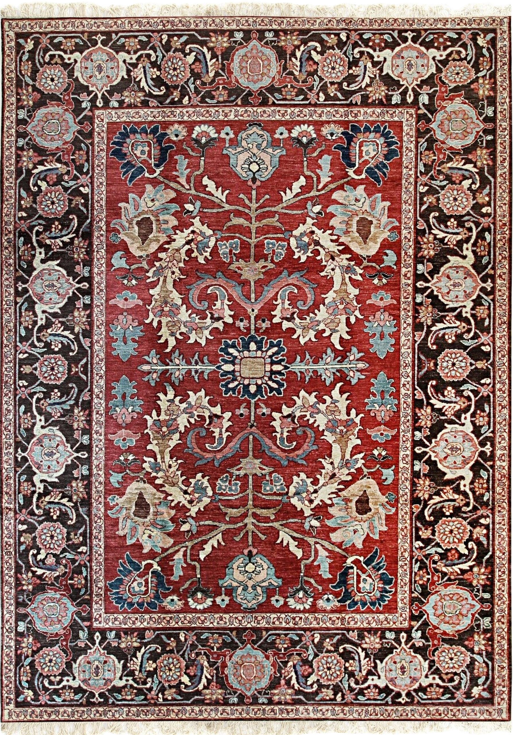 8x10 Lila Chic Coral Floral Modern Hand Knotted Wool Room Size Carpet Rug For Sale