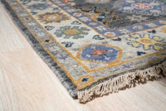 8x10 Lila Ruby Charcoal Traditional Floral Hand Knotted Wool Carpet Rug
