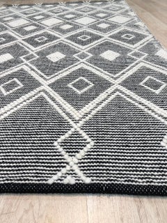 8x10 Luna Kilim Black Diamond Geometric Modern Handmade Wool Carpet Rug