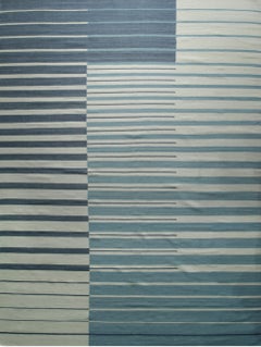 8x10 Majestic Laine Multicolor Kilim Stripe Tappeto moderno in lana a trama piatta