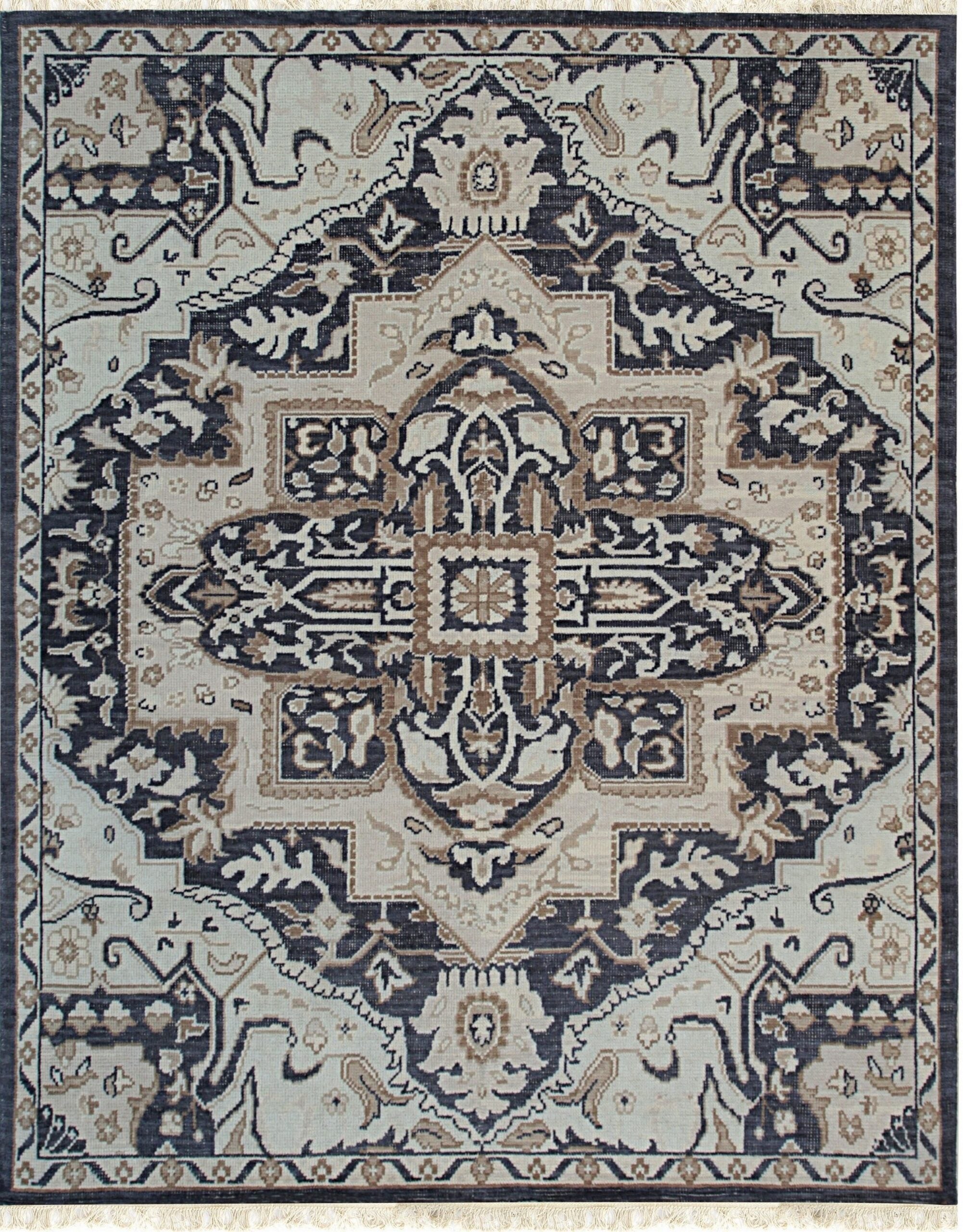 8x10 Majestic Timeless Charcoal Traditional Medallion Hand Knotted Wool Rug