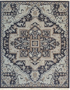 8x10 Majestic Timeless Charcoal Traditional Medallion Hand Knotted Wool Rug