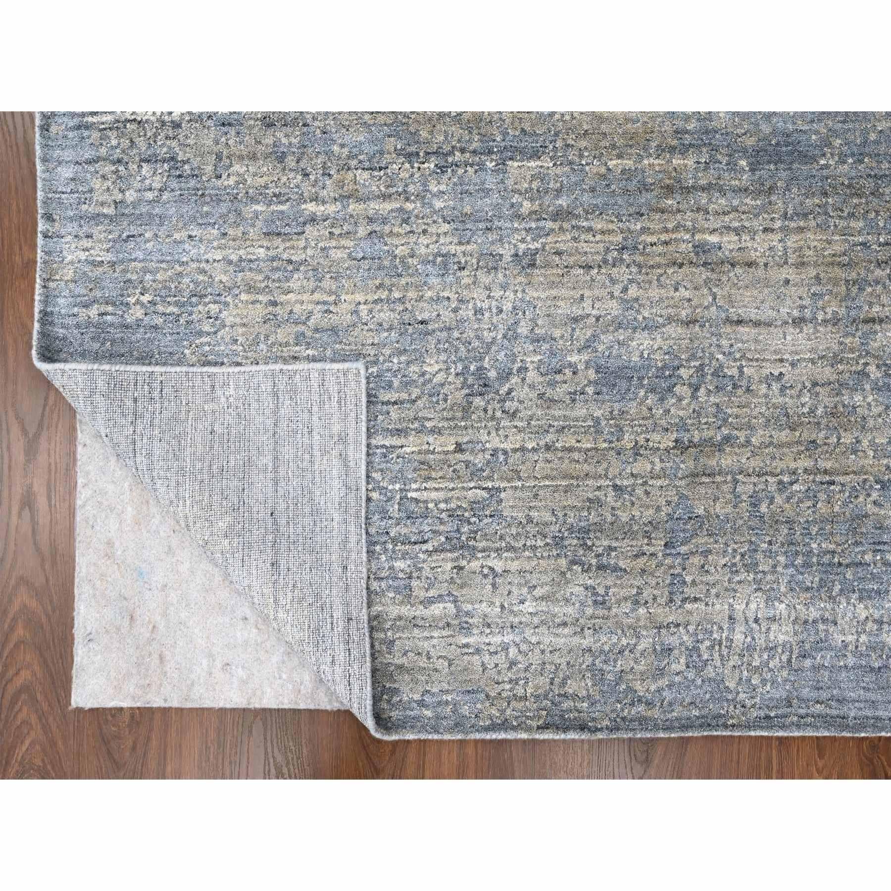 Hand-Woven 8'x10' Marengo Gray Modern Design Hand Loomed Wool and Silk Oriental Rug For Sale
