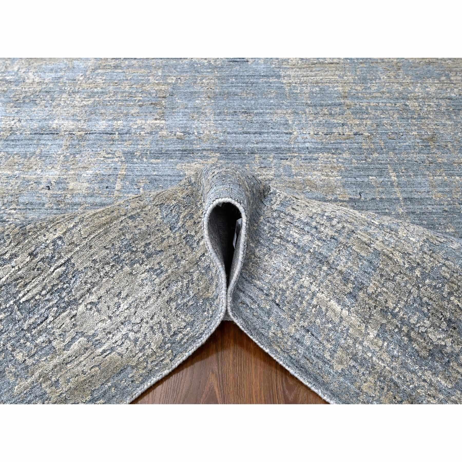 8'x10' Marengo Gray Modern Design Hand Loomed Wool and Silk Oriental Rug In New Condition For Sale In Carlstadt, NJ