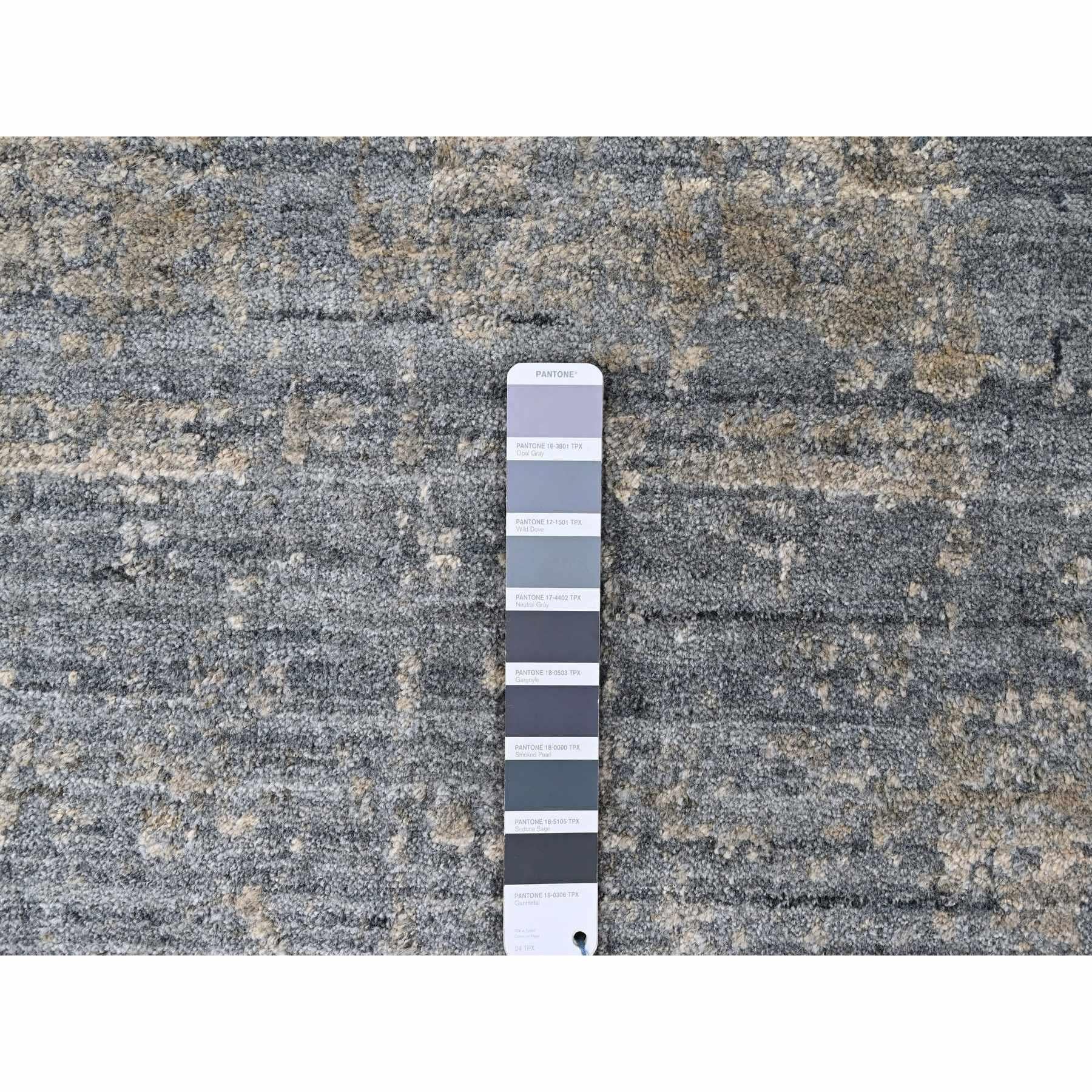 8'x10' Marengo Gray Modern Design Hand Loomed Wool and Silk Oriental Rug For Sale 1