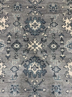 8x10 Maya Oushak Silber Geometrisch Klassisch Handgeknüpft Wolle Zimmer Größe Teppich Teppich