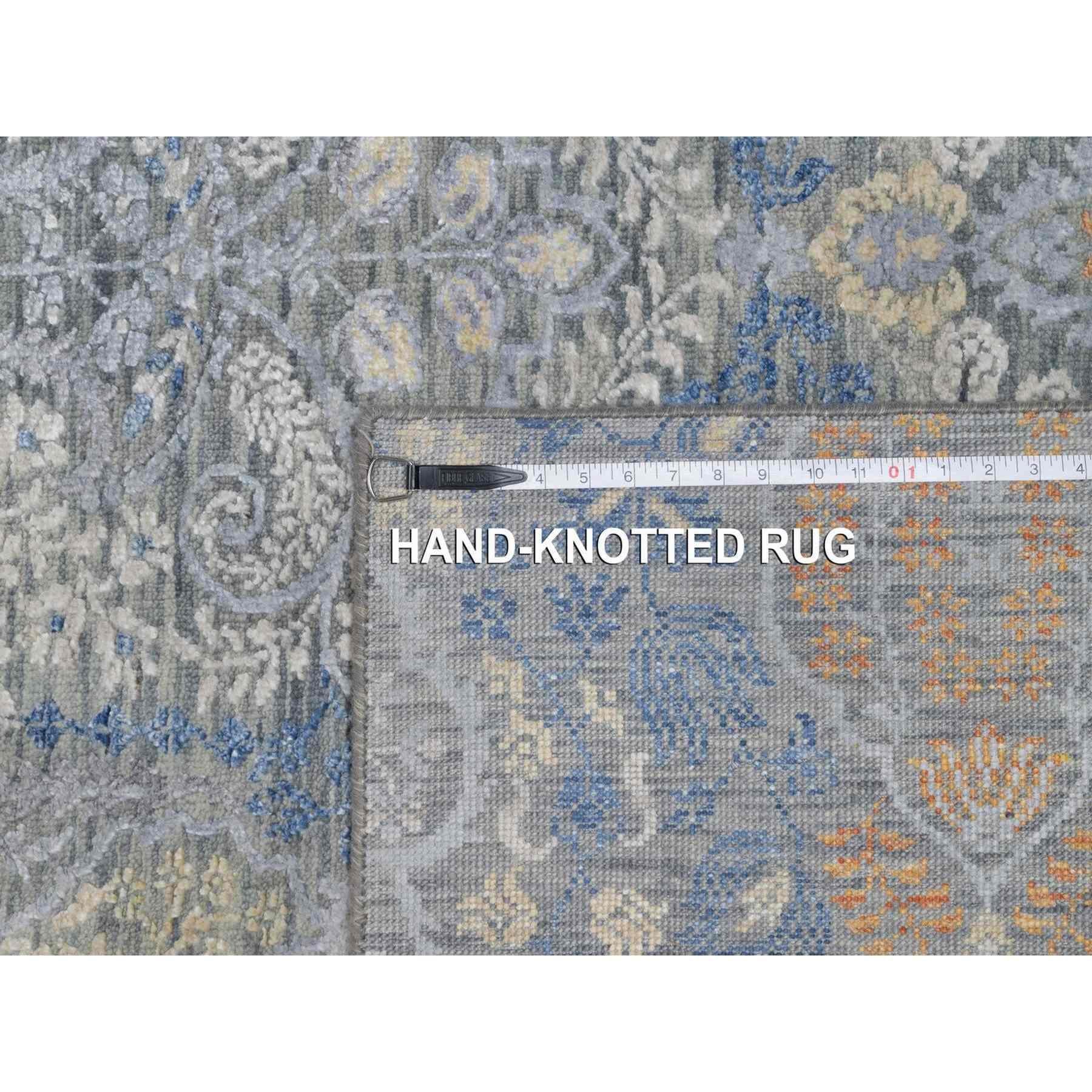 8'x10' Misty Gray Jewelry Design Wolle mit strukturierter Seide Handgeknüpfter Teppich im Angebot 5