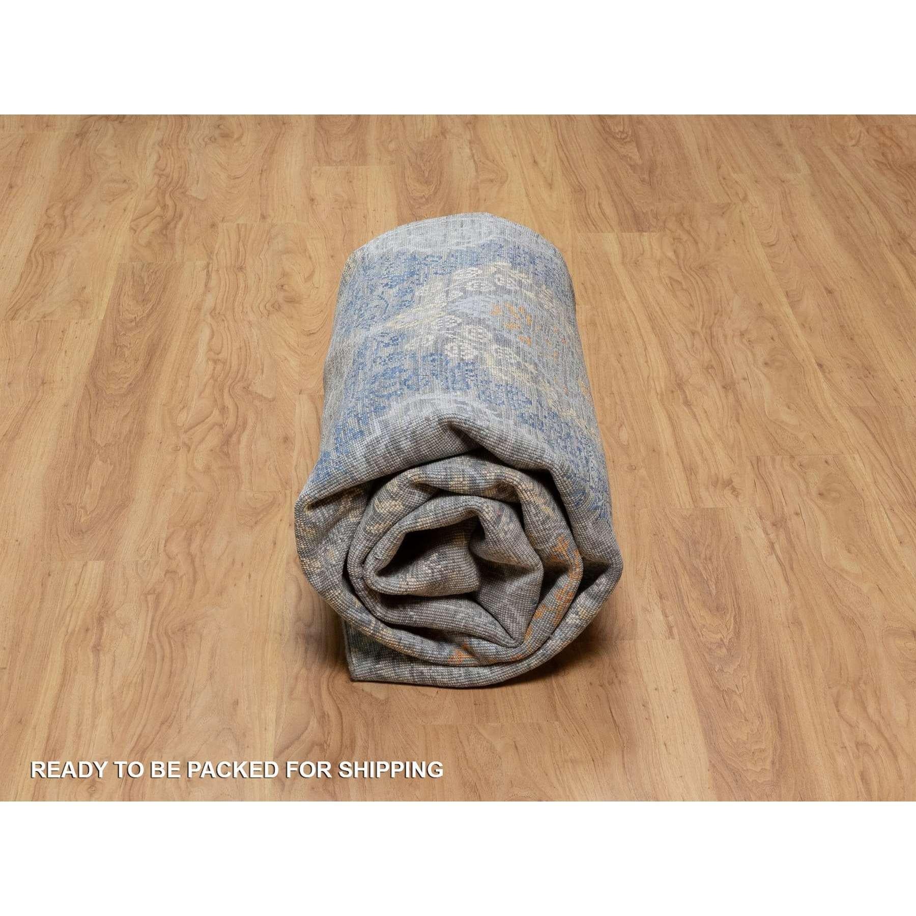 8'x10' Misty Gray Jewelry Design Wolle mit strukturierter Seide Handgeknüpfter Teppich im Angebot 3