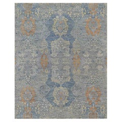 8'x10' Misty Gray Jewelry Design Wool with Textured Silk Hand Knotted Rug
