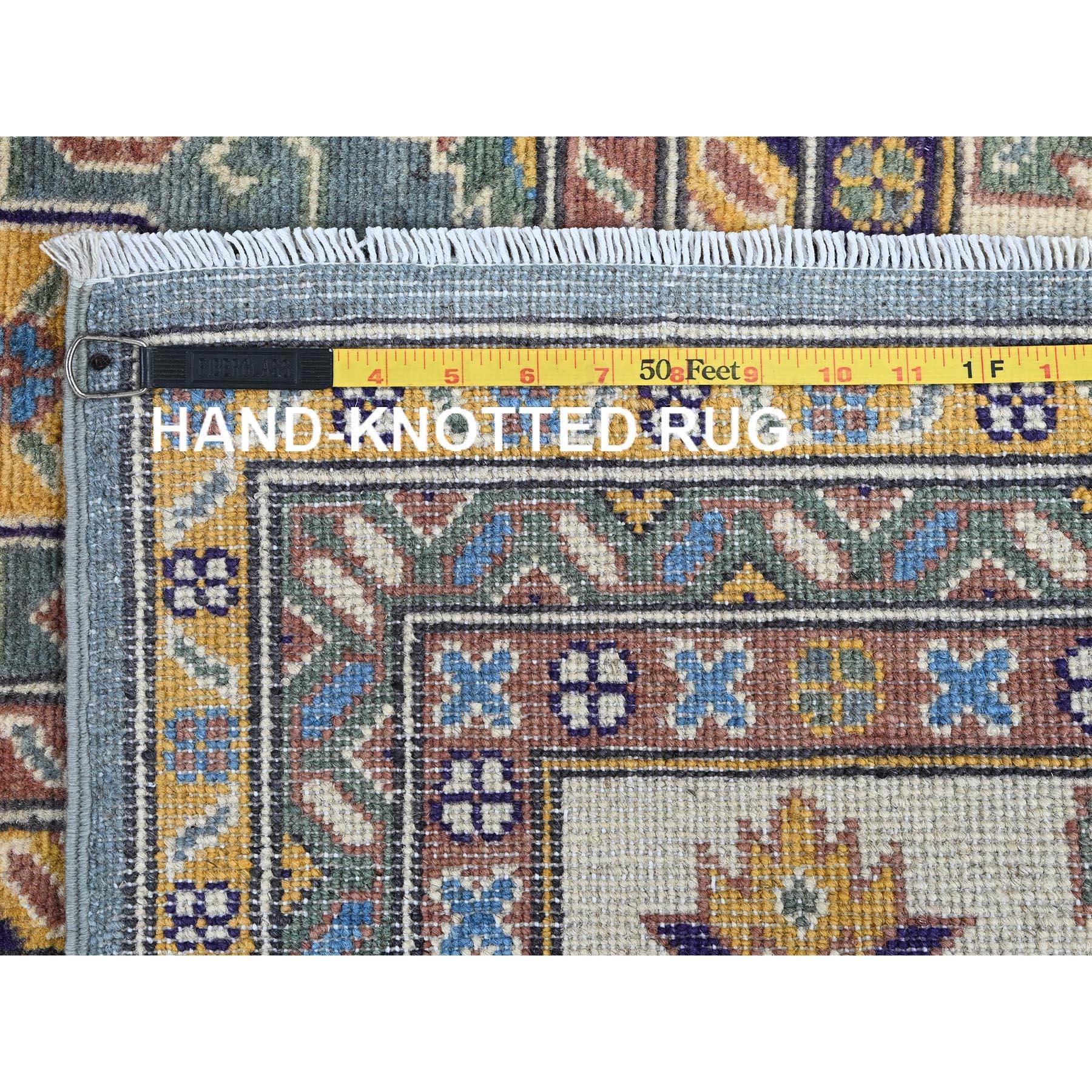 8'x10' Misty Gray Kazak with Tribal Design Hand Knotted All Wool Oriental Rug im Angebot 4