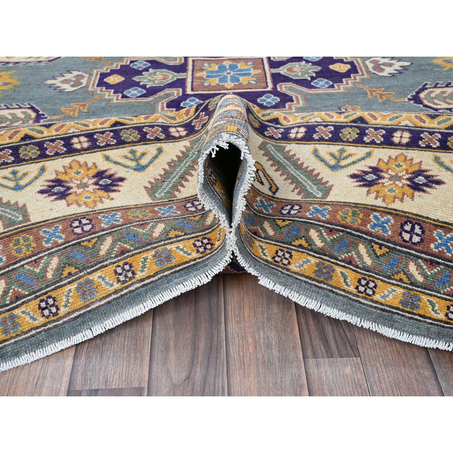 8'x10' Misty Gray Kazak with Tribal Design Hand Knotted All Wool Oriental Rug im Zustand „Neu“ im Angebot in Carlstadt, NJ