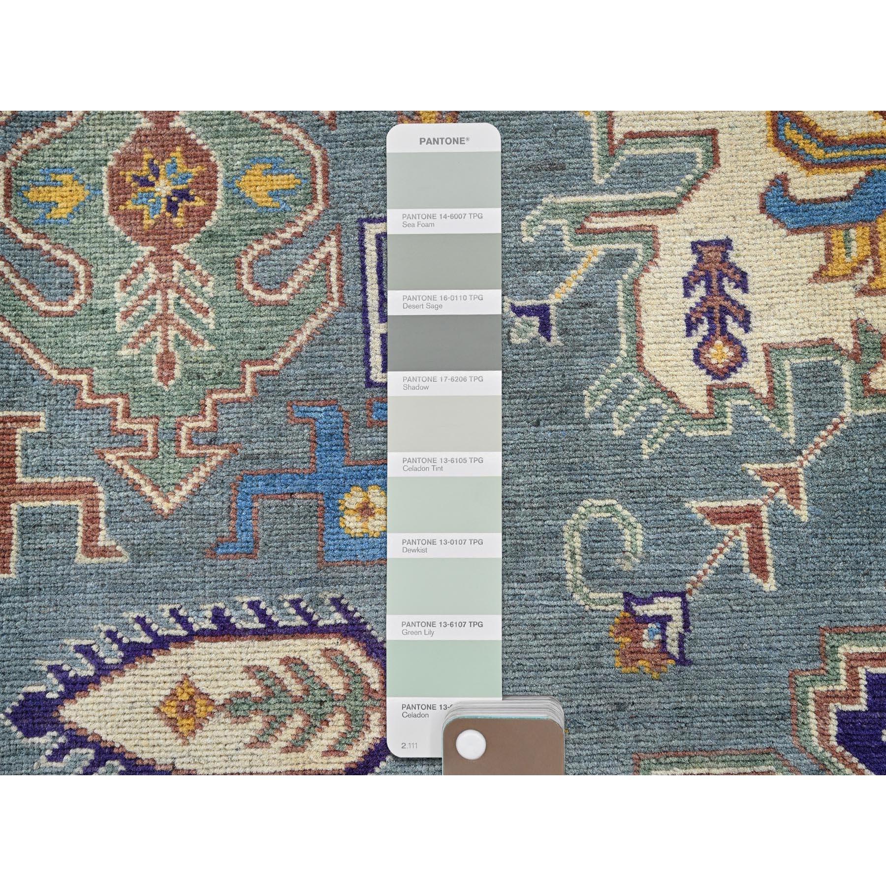8'x10' Misty Gray Kazak with Tribal Design Hand Knotted All Wool Oriental Rug (Wolle) im Angebot