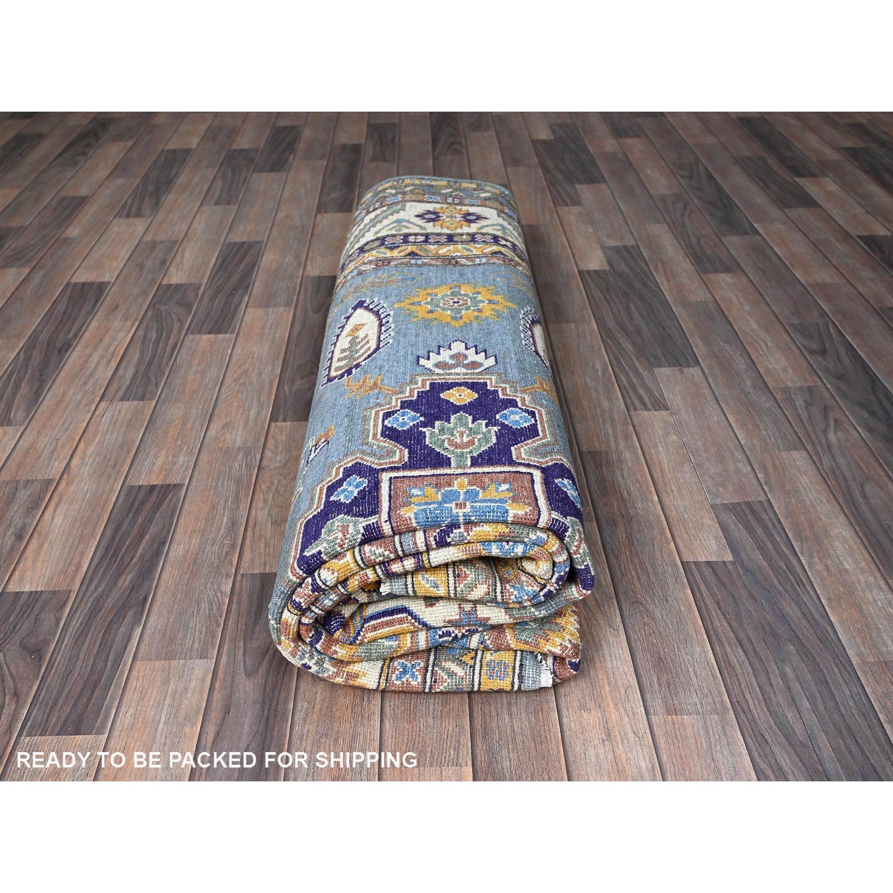 8'x10' Misty Gray Kazak with Tribal Design Hand Knotted All Wool Oriental Rug im Angebot 2