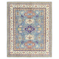 8
x10
Misty Gray Kazak with Tribal Design Hand Knotted All Wool Oriental Rug