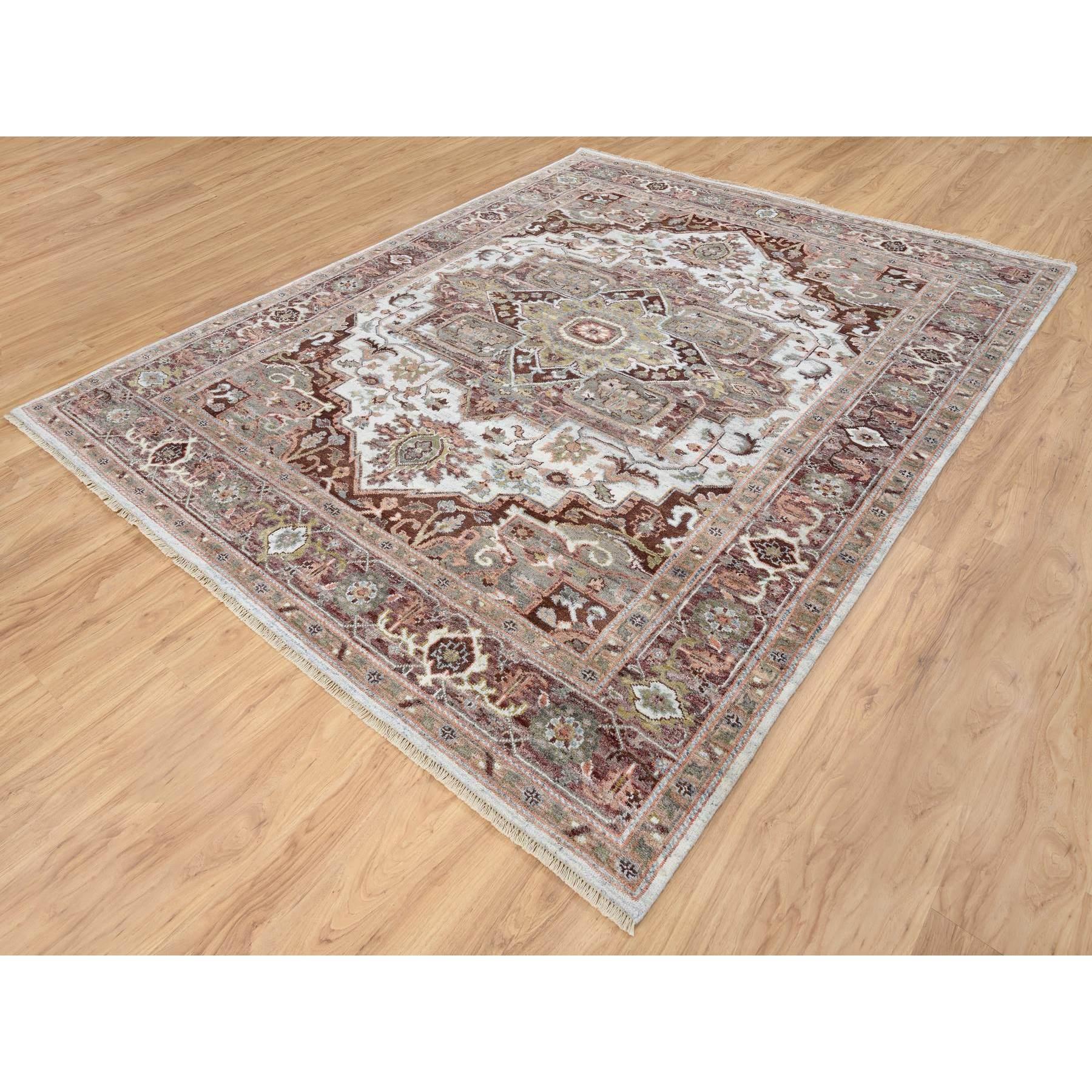 8'x10' Gemischtes Burgund, Heriz Heritage Design, Handgeknüpfter Teppich aus reiner Wolle (Indisch) im Angebot