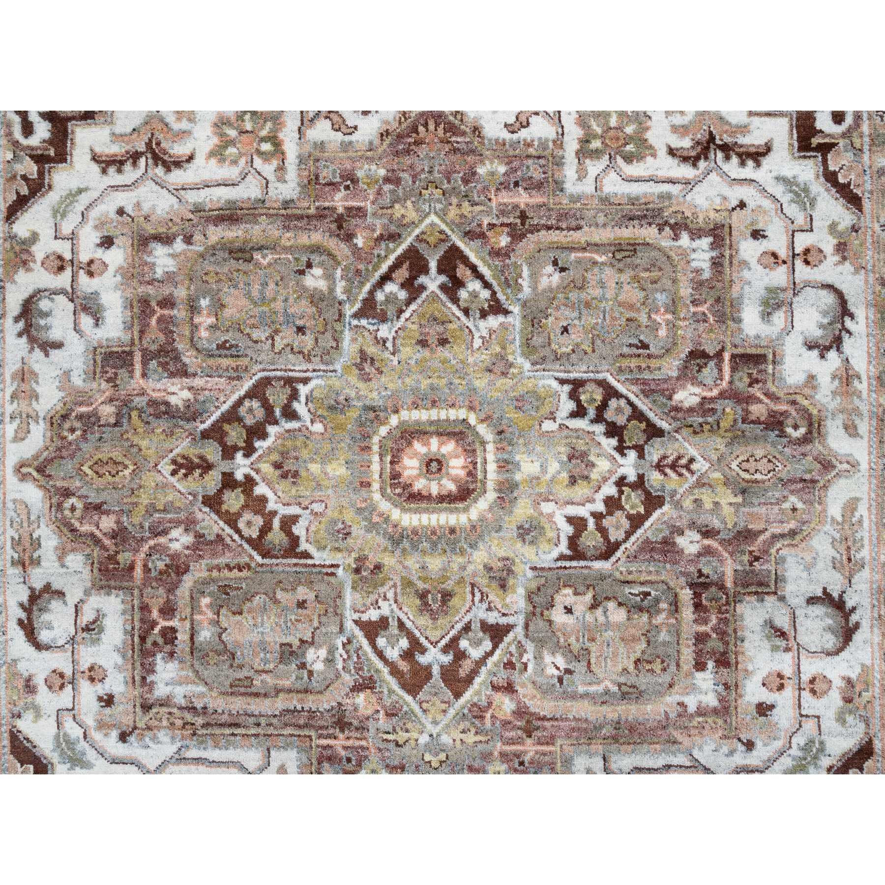 8'x10' Gemischtes Burgund, Heriz Heritage Design, Handgeknüpfter Teppich aus reiner Wolle im Angebot 3