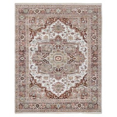 8'x10' Gemischtes Burgund, Heriz Heritage Design, Handgeknüpfter Teppich aus reiner Wolle