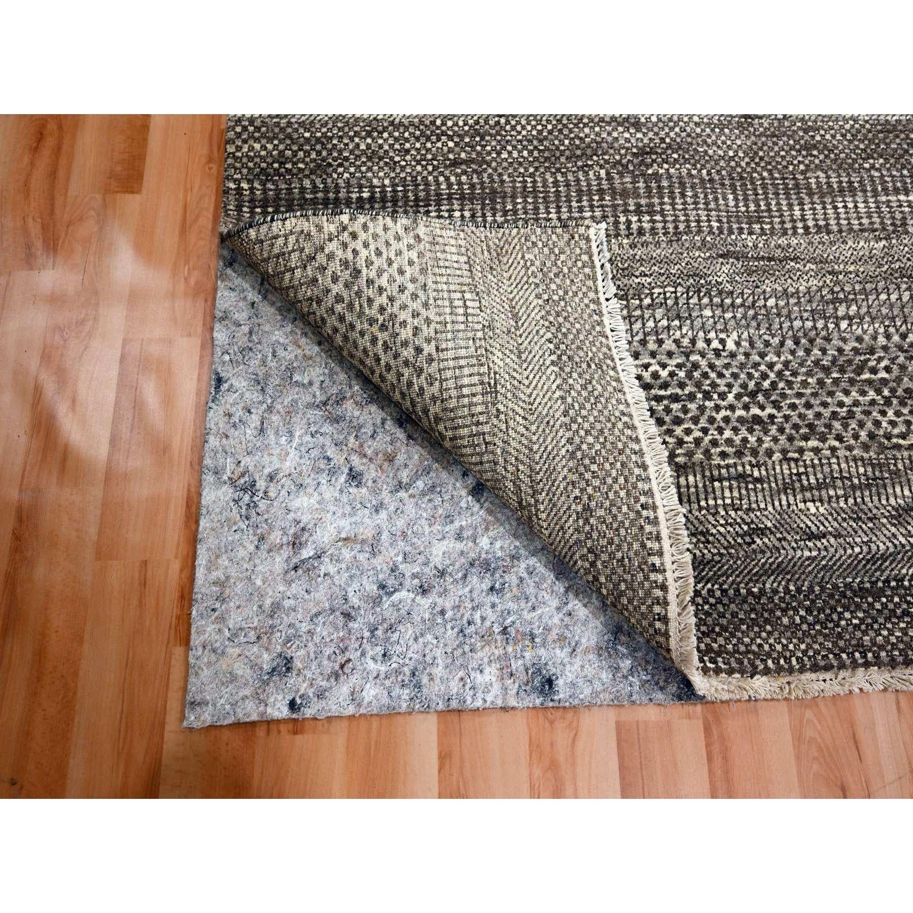 8'x10' Mocha Brown Modern Grass Design Handgeknüpft Reine Wolle Orientteppich (Indisch) im Angebot
