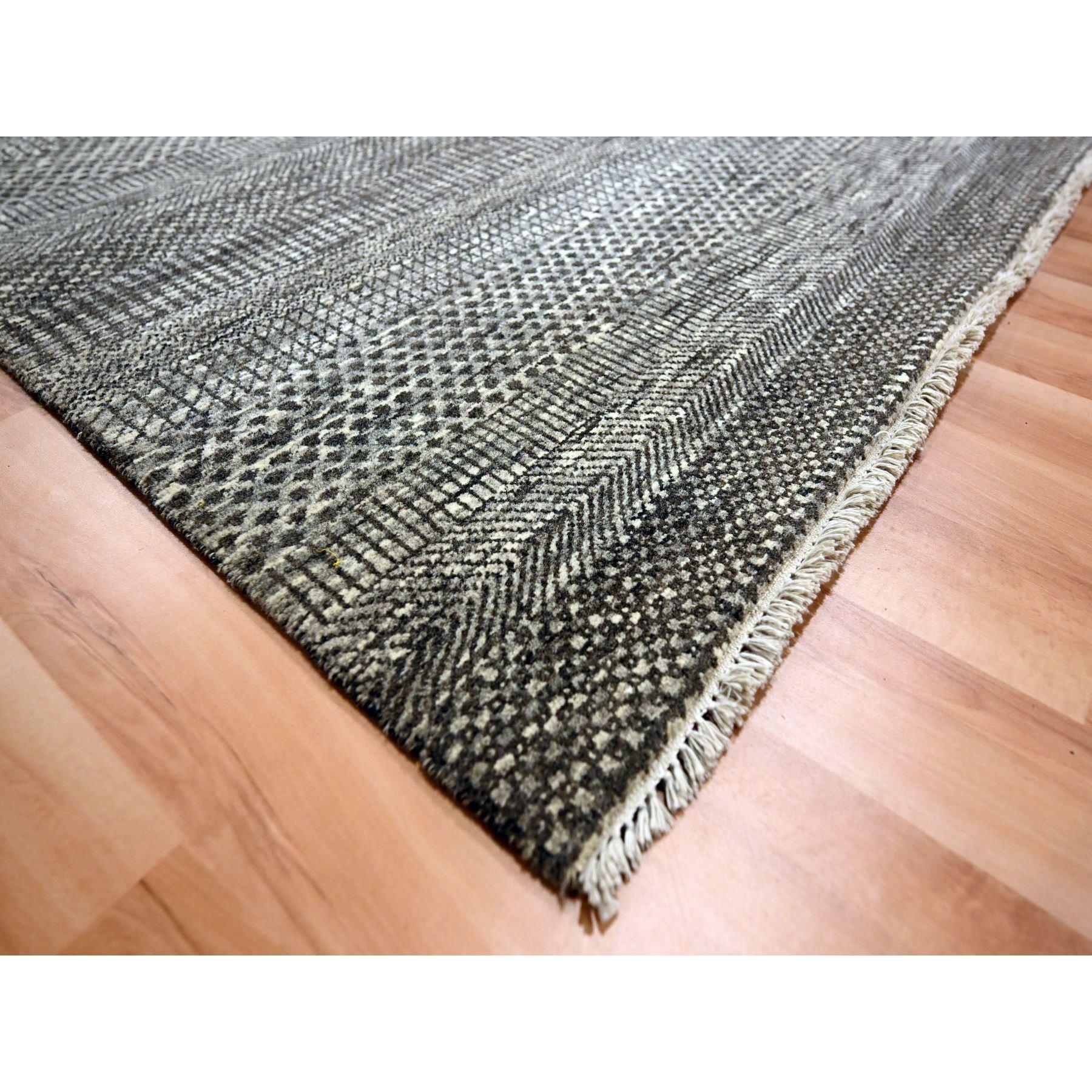 8'x10' Mocha Brown Modern Grass Design Handgeknüpft Reine Wolle Orientteppich (21. Jahrhundert und zeitgenössisch) im Angebot