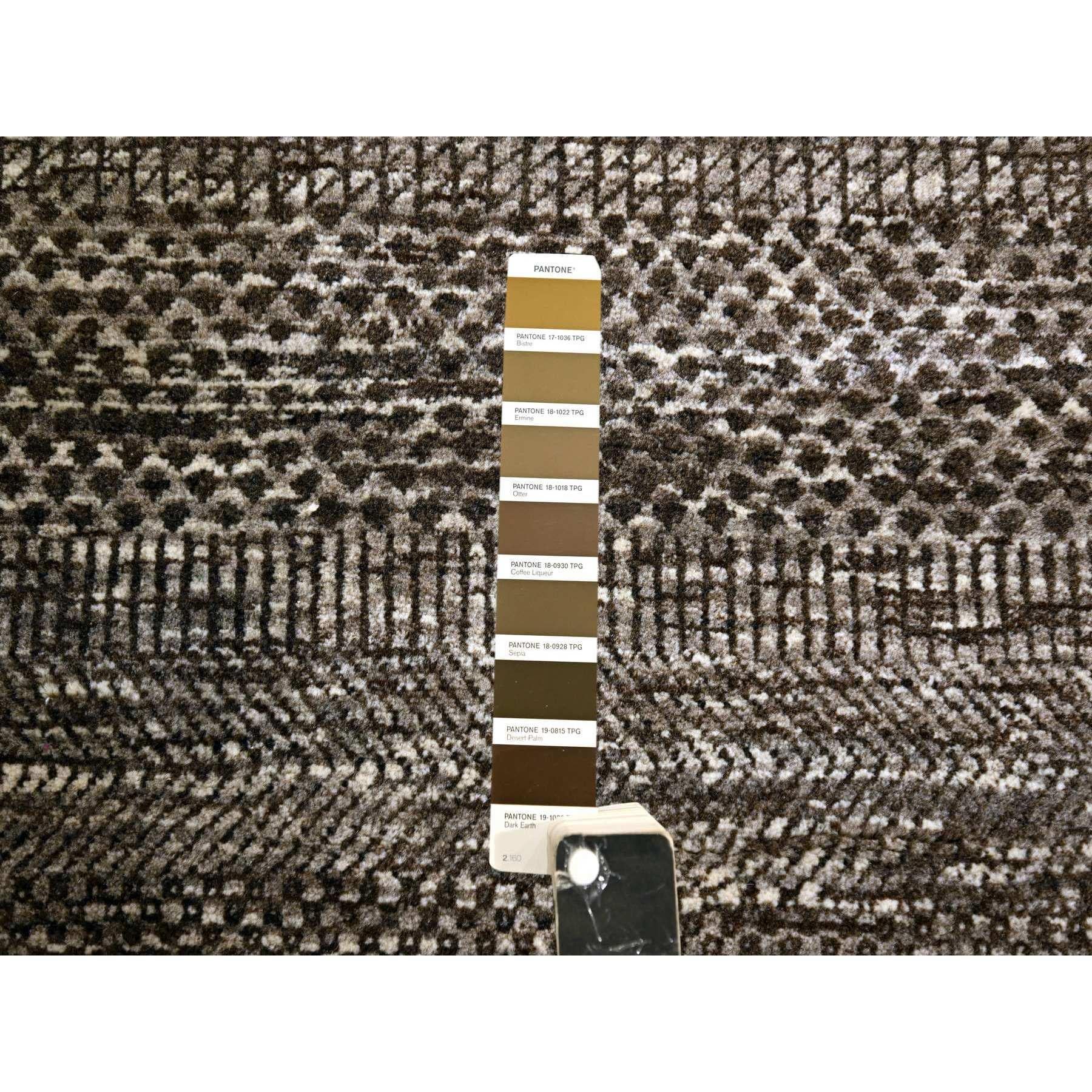8'x10' Mocha Brown Modern Grass Design Handgeknüpft Reine Wolle Orientteppich im Angebot 1