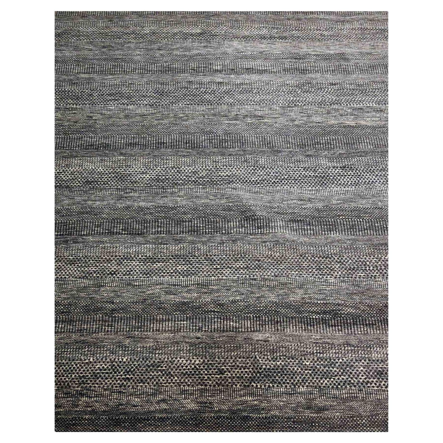 8'x10' Mocha Brown Modern Grass Design Hand Knotted Pure Wool Oriental Rug