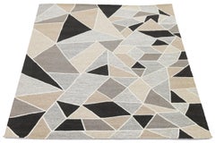 8x10 Modern Geometric Hand-Tufted Wool Rug  Abstract Mosaic Neutral Area Rug
