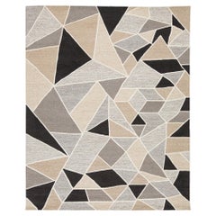 8x10 Modern Geometric Hand-Tufted Wool Rug  Abstract Mosaic Neutral Area Rug