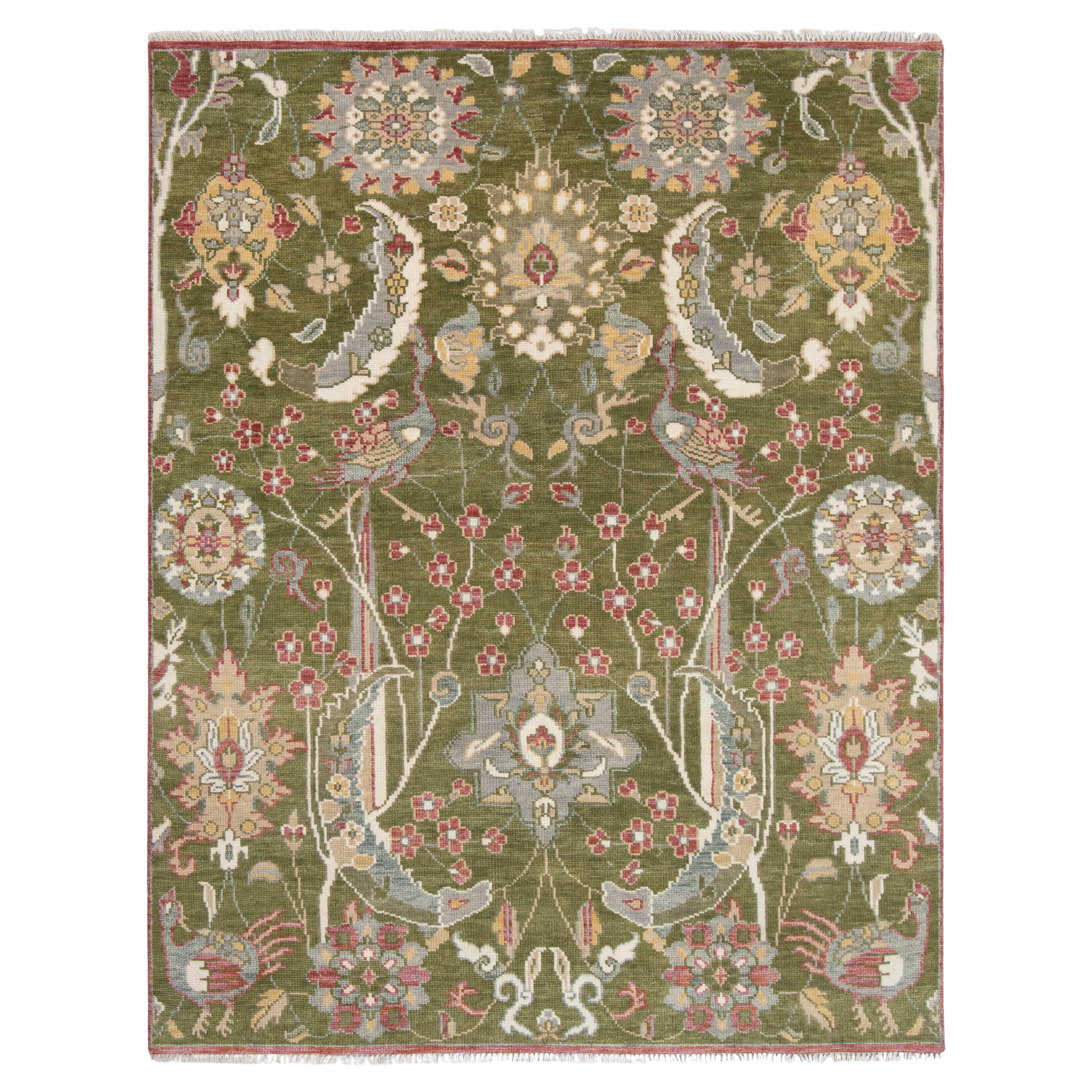 8x10 Moss Green Persian Hand Knotted Wool Rug ( G-12848)